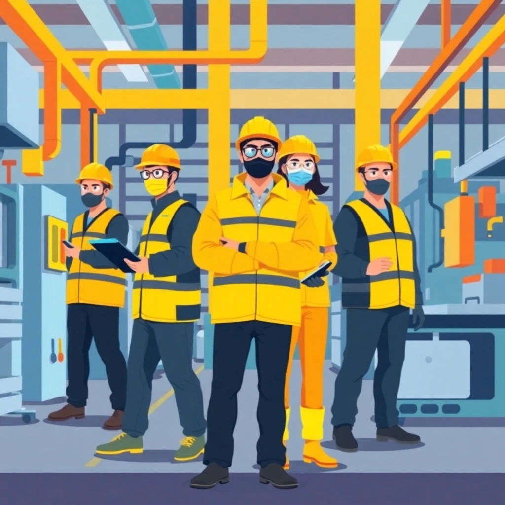 Trabajadores en una fábrica moderna