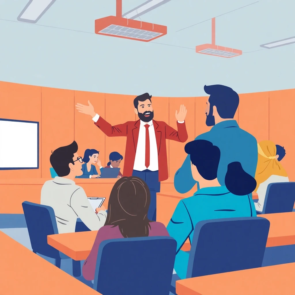 Maestro interactuando en clase