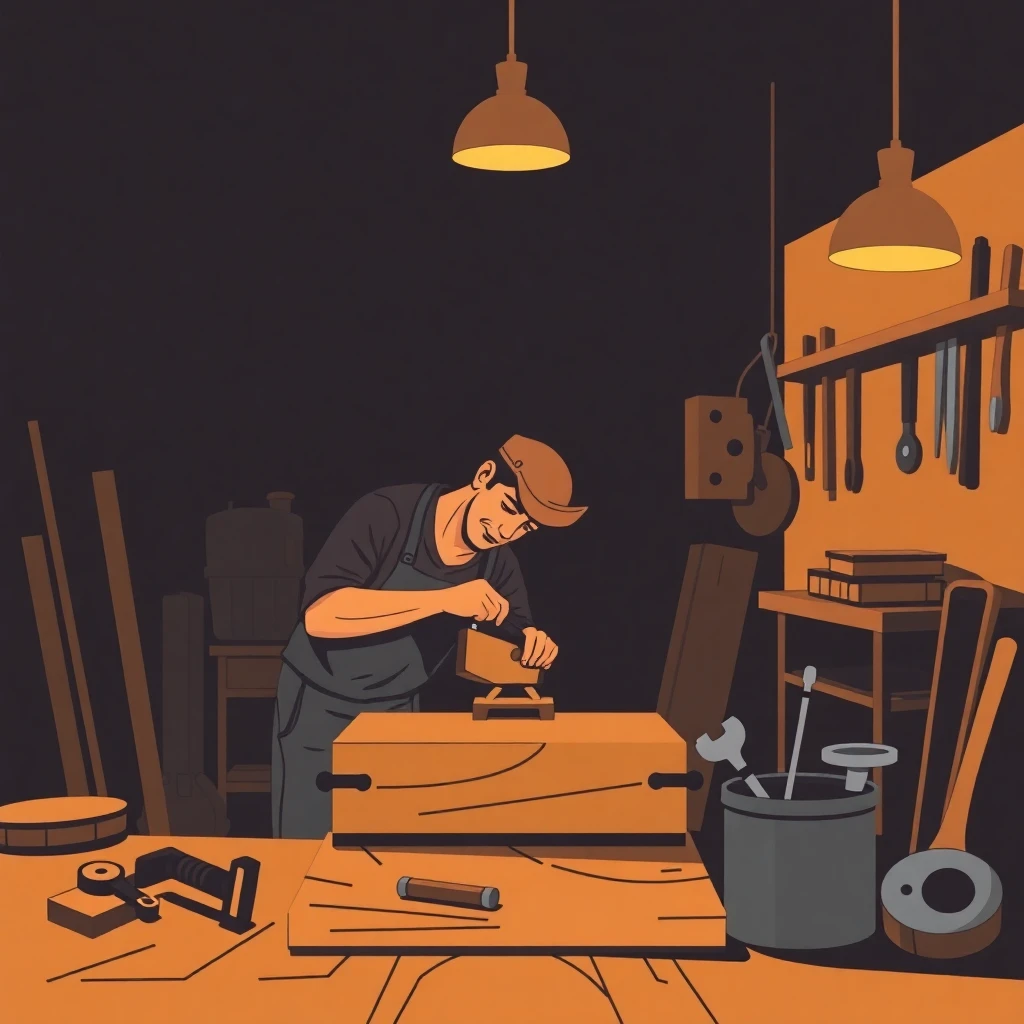 Carpintero trabajando con precisión