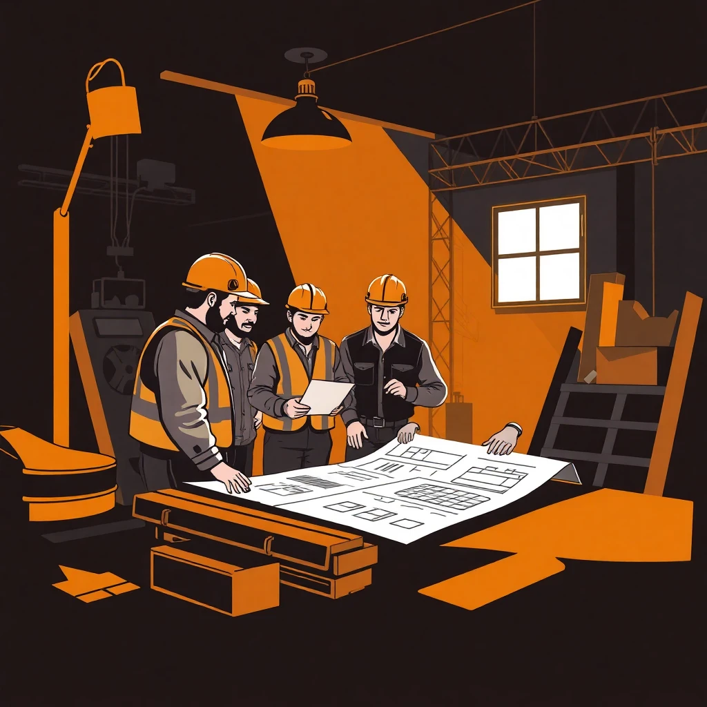 Reunión de planificación en construcción