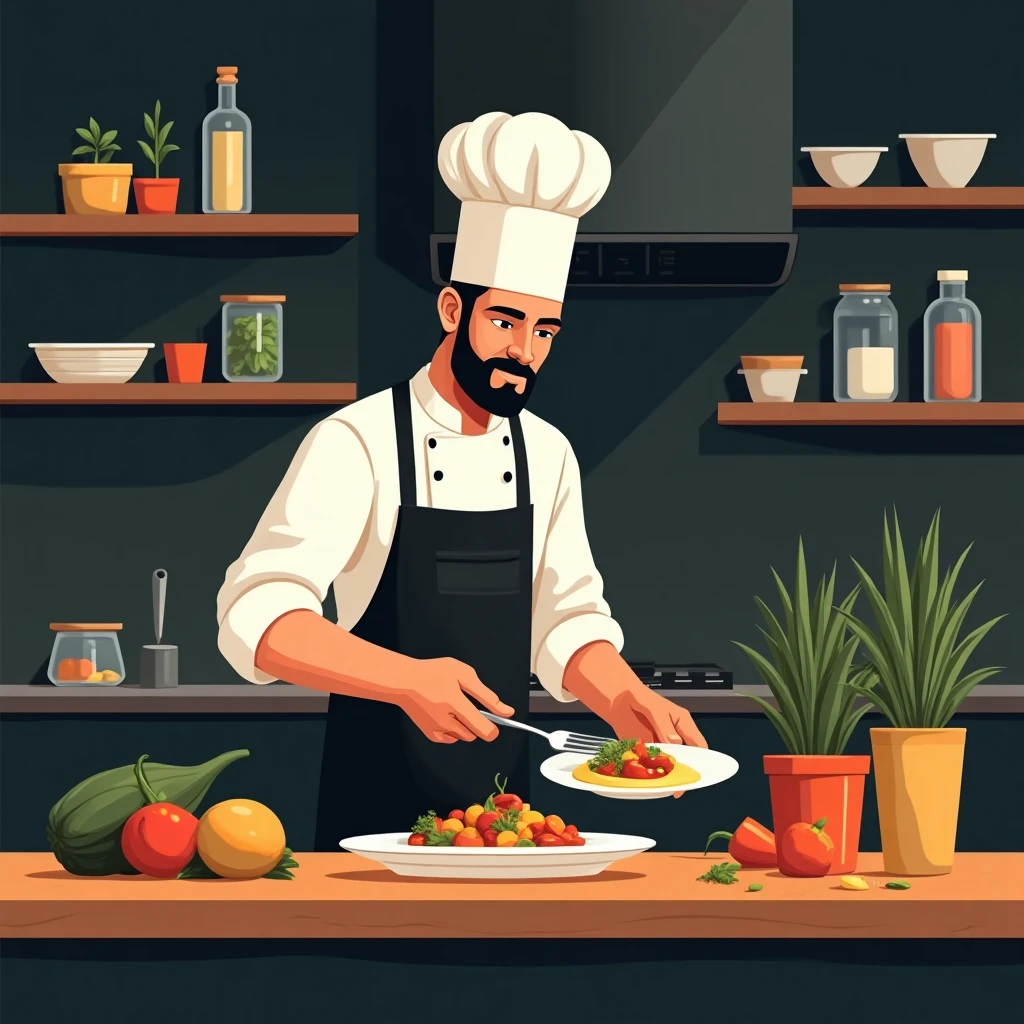 Chef preparando comida