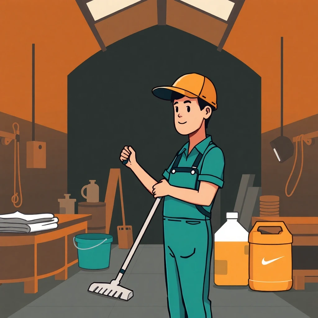 Iniciante em limpeza utilizando produtos