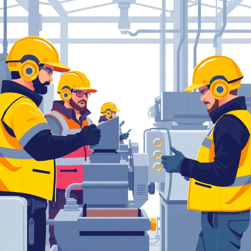 Produktionsarbeiter bei der Arbeit