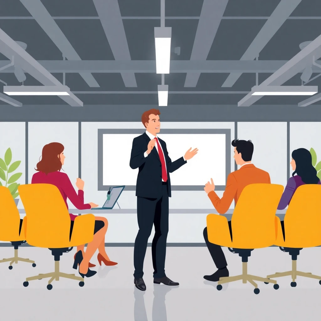 Liderando un equipo en una oficina