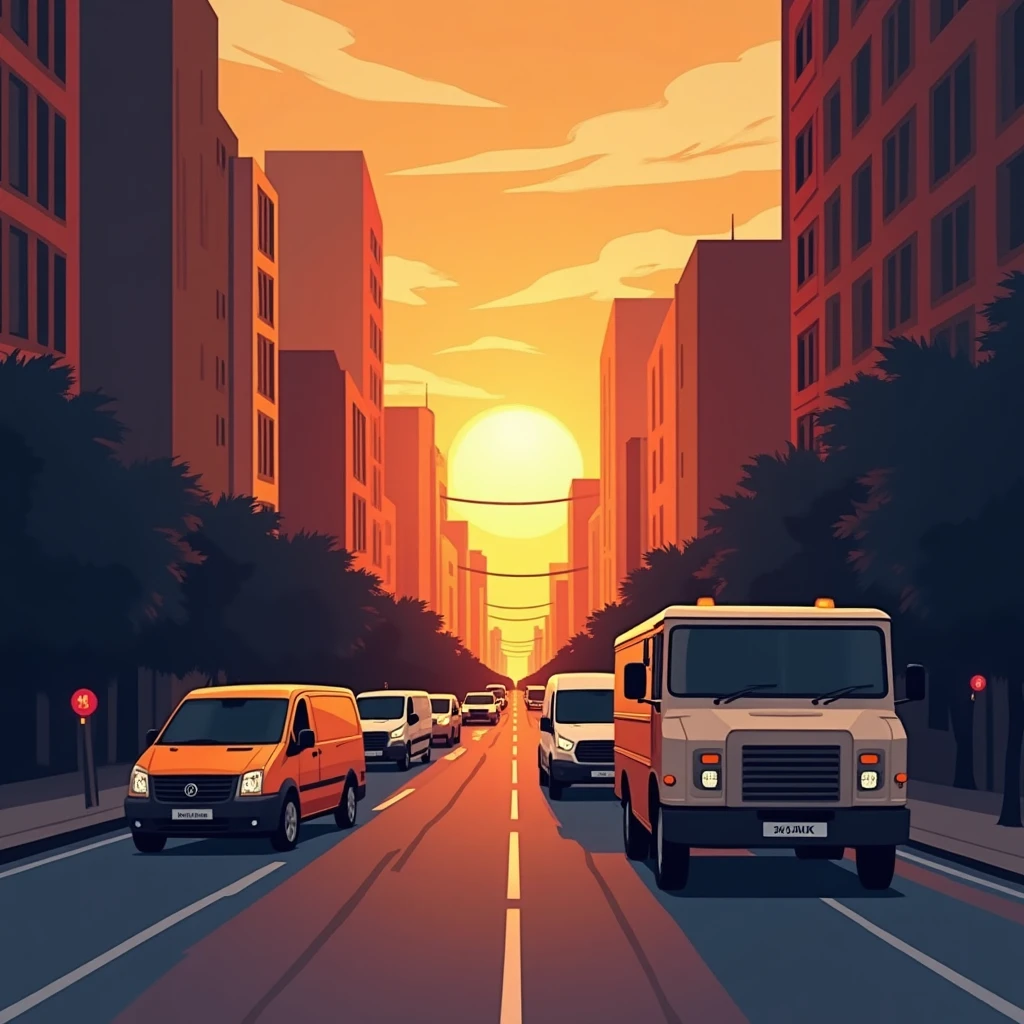 City delivery vans at work