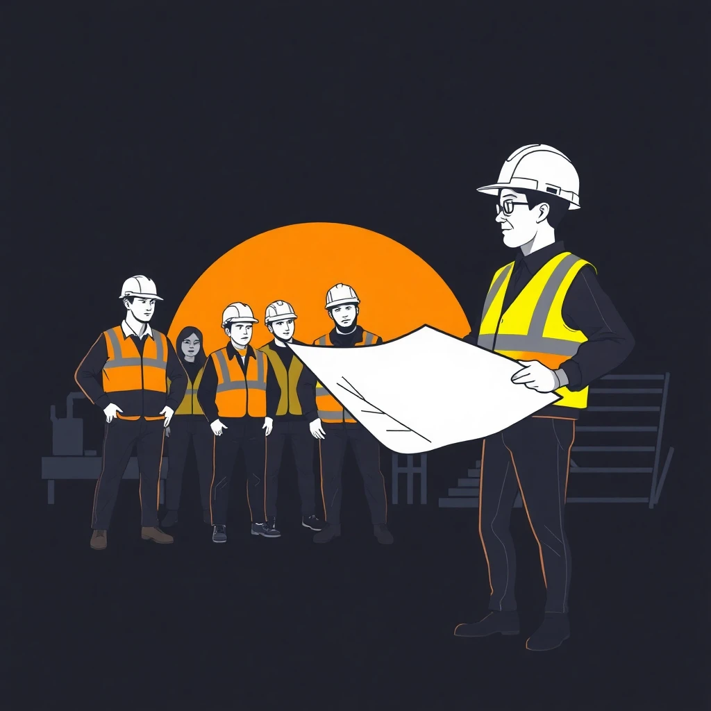 Construction manager leading a project
