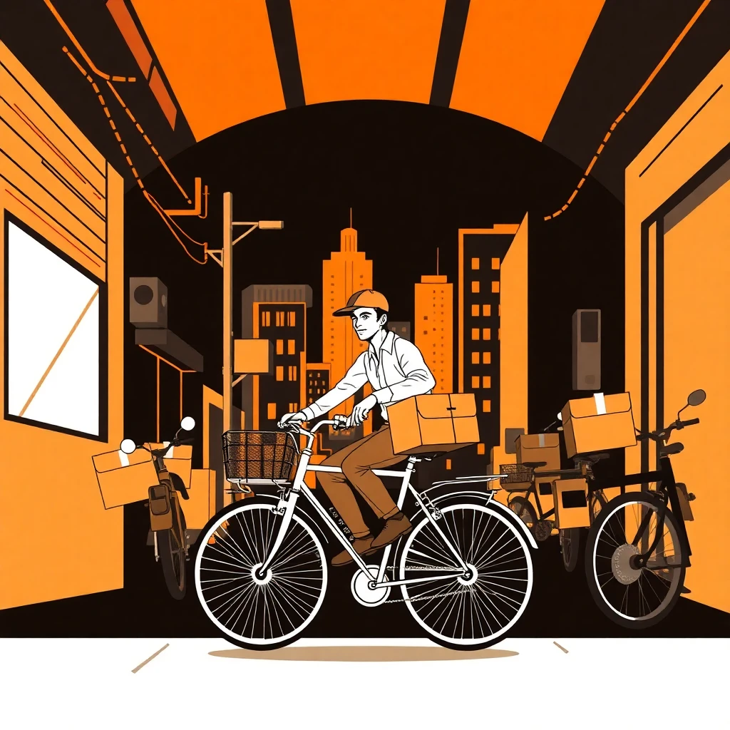 Repartidor entregando en la ciudad