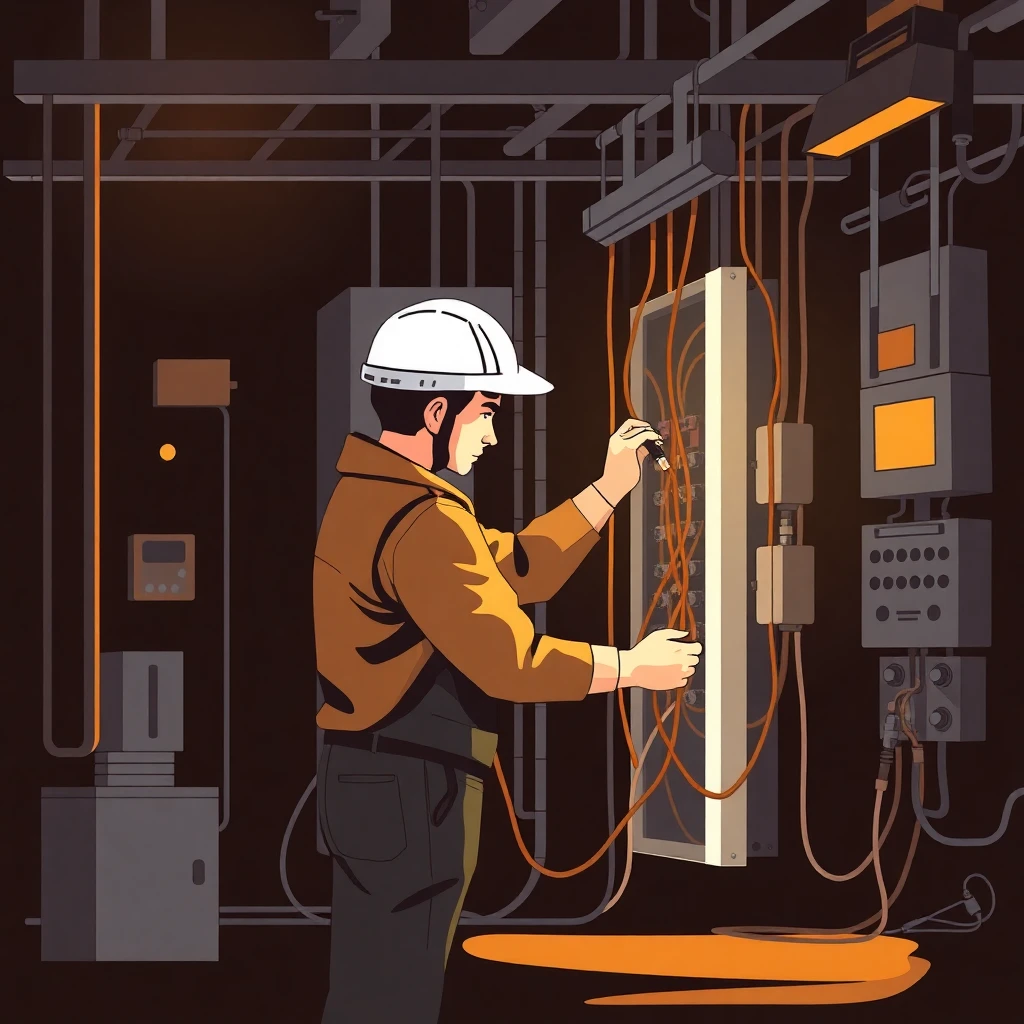 Electrician working on wiring