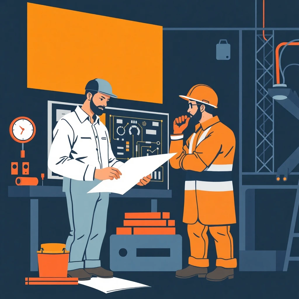 Elektriker und Bauarbeiter in leitenden Positionen