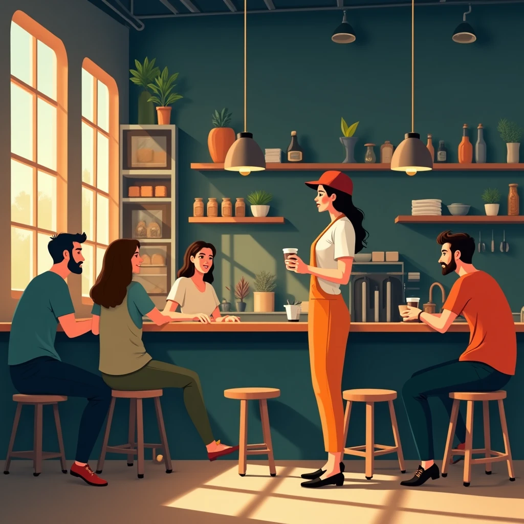 Trabalhador de limpeza em ambiente de cafeteria