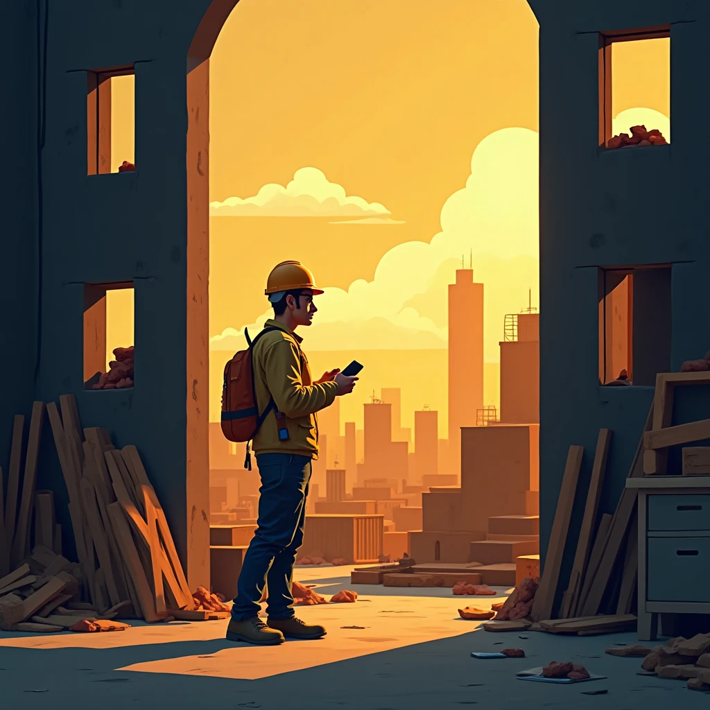 Freelancer avaliando um projeto de construção