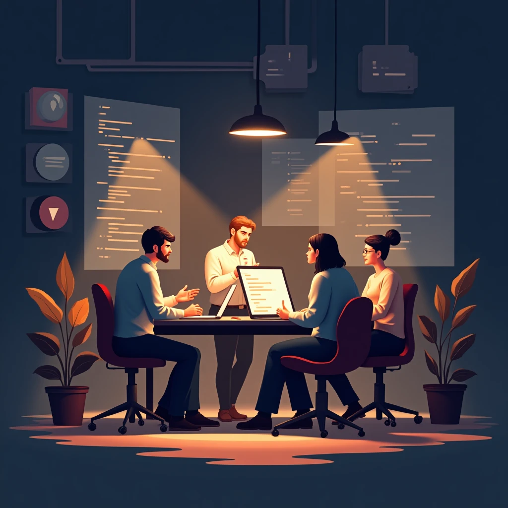 Discussão de projeto em equipe