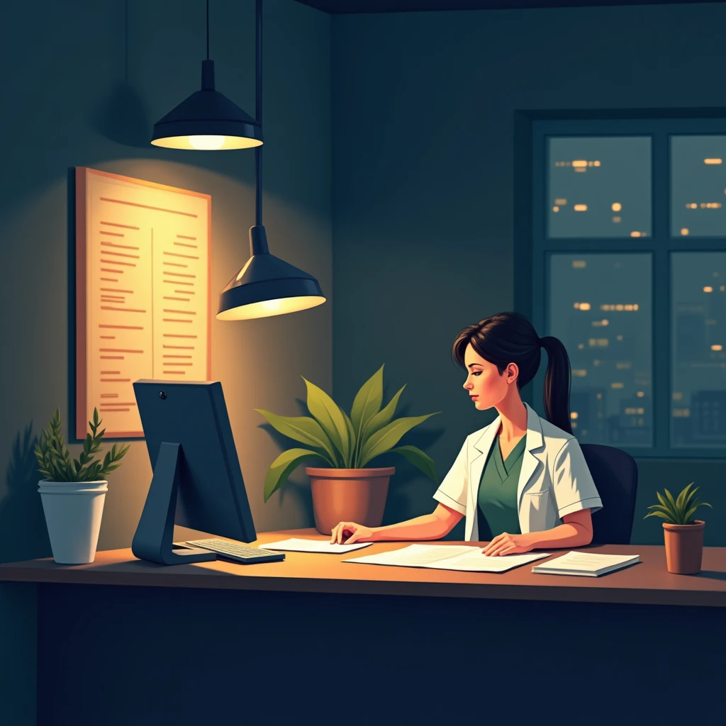 Enfermera en turno nocturno