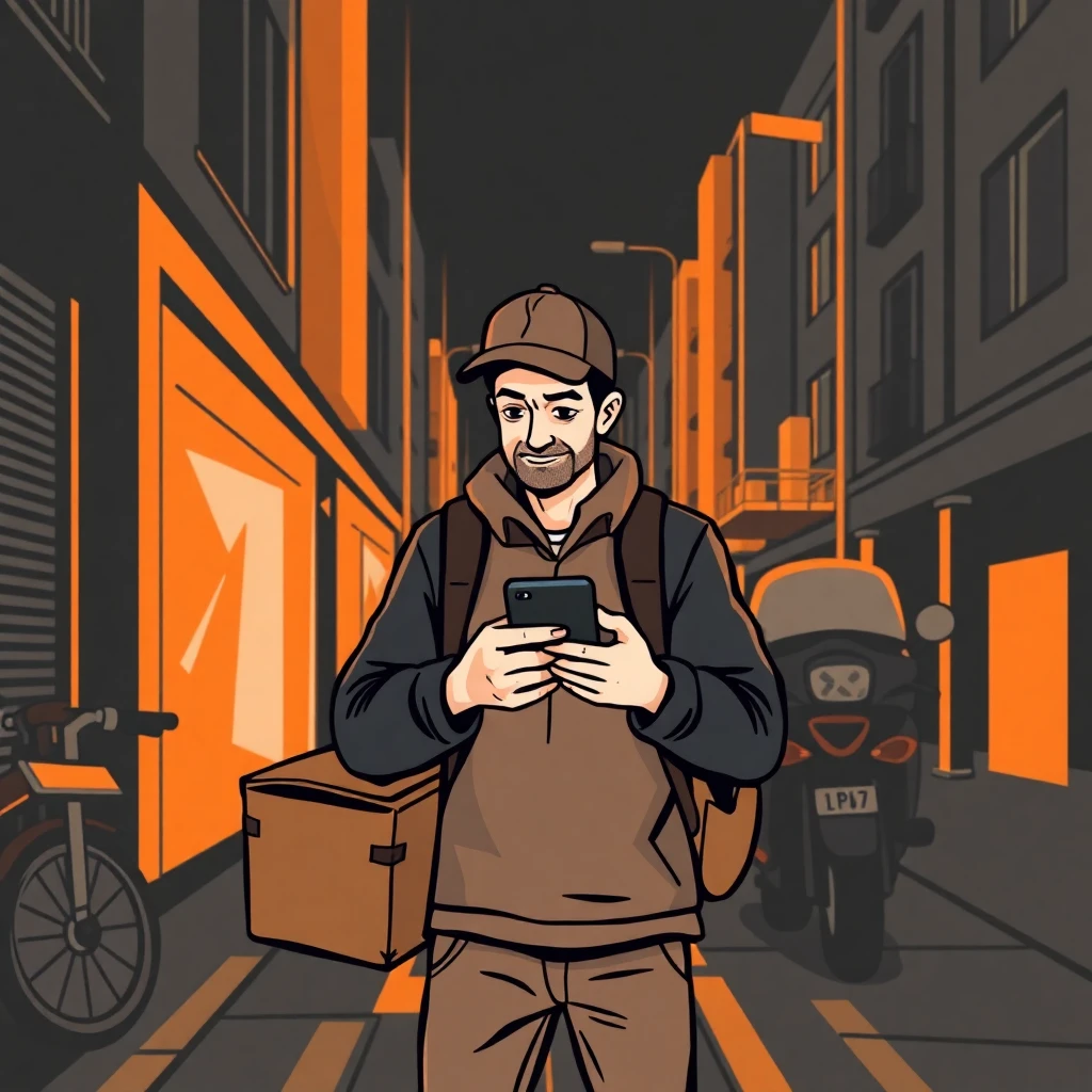 Entregador em ação