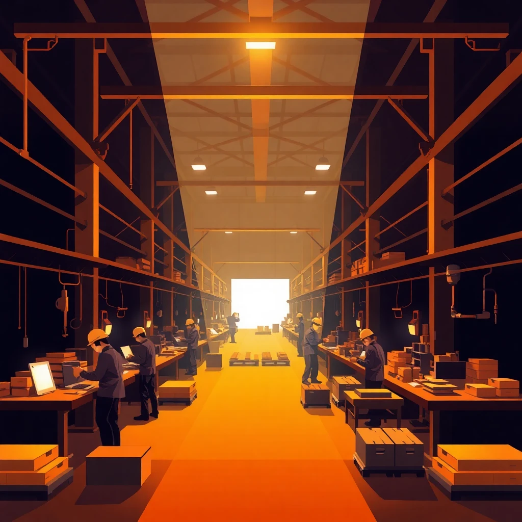 Factory workers on assembly line