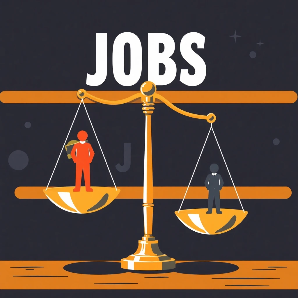 Balance scales weighing job options