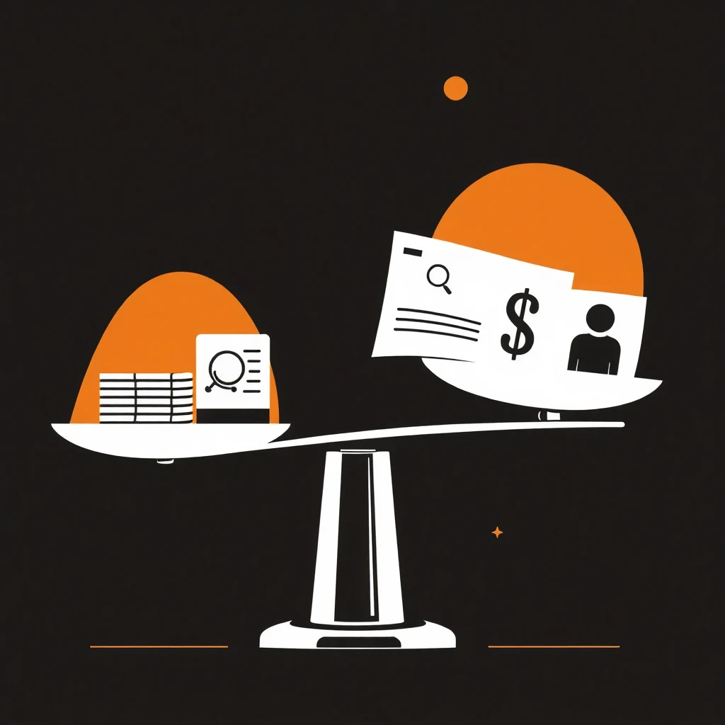 Balance scales weighing job options