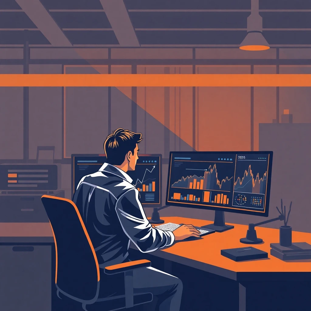 Investment specialist analyzing data