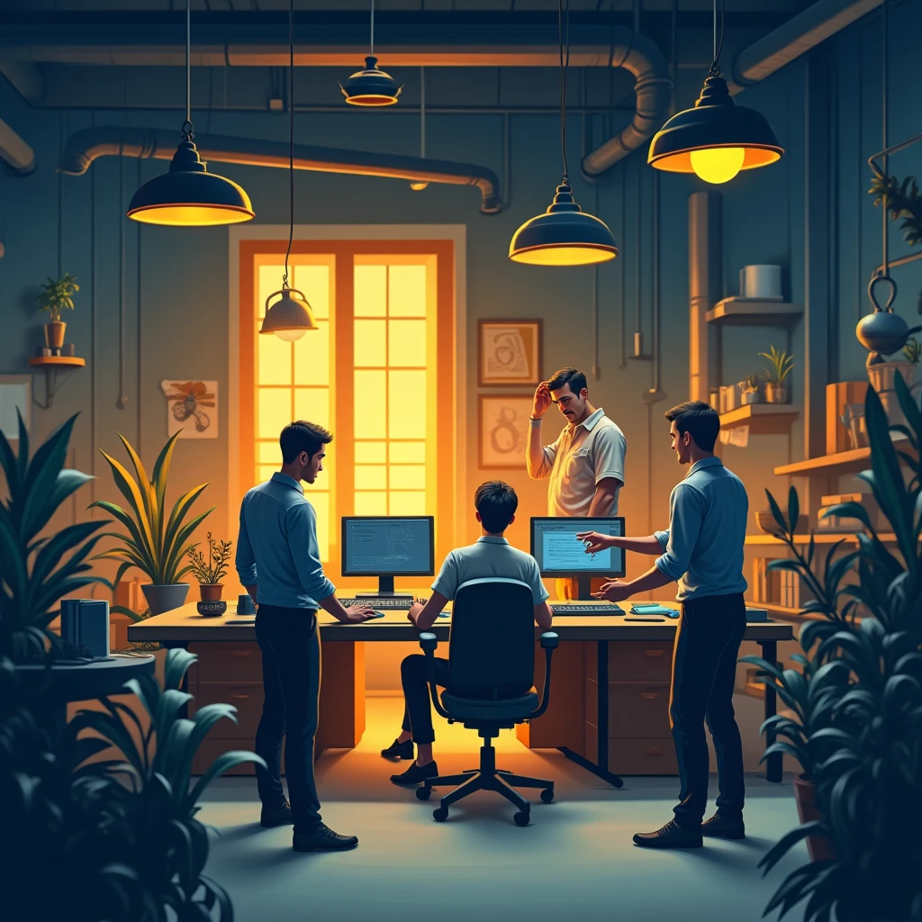 Busy software engineering office