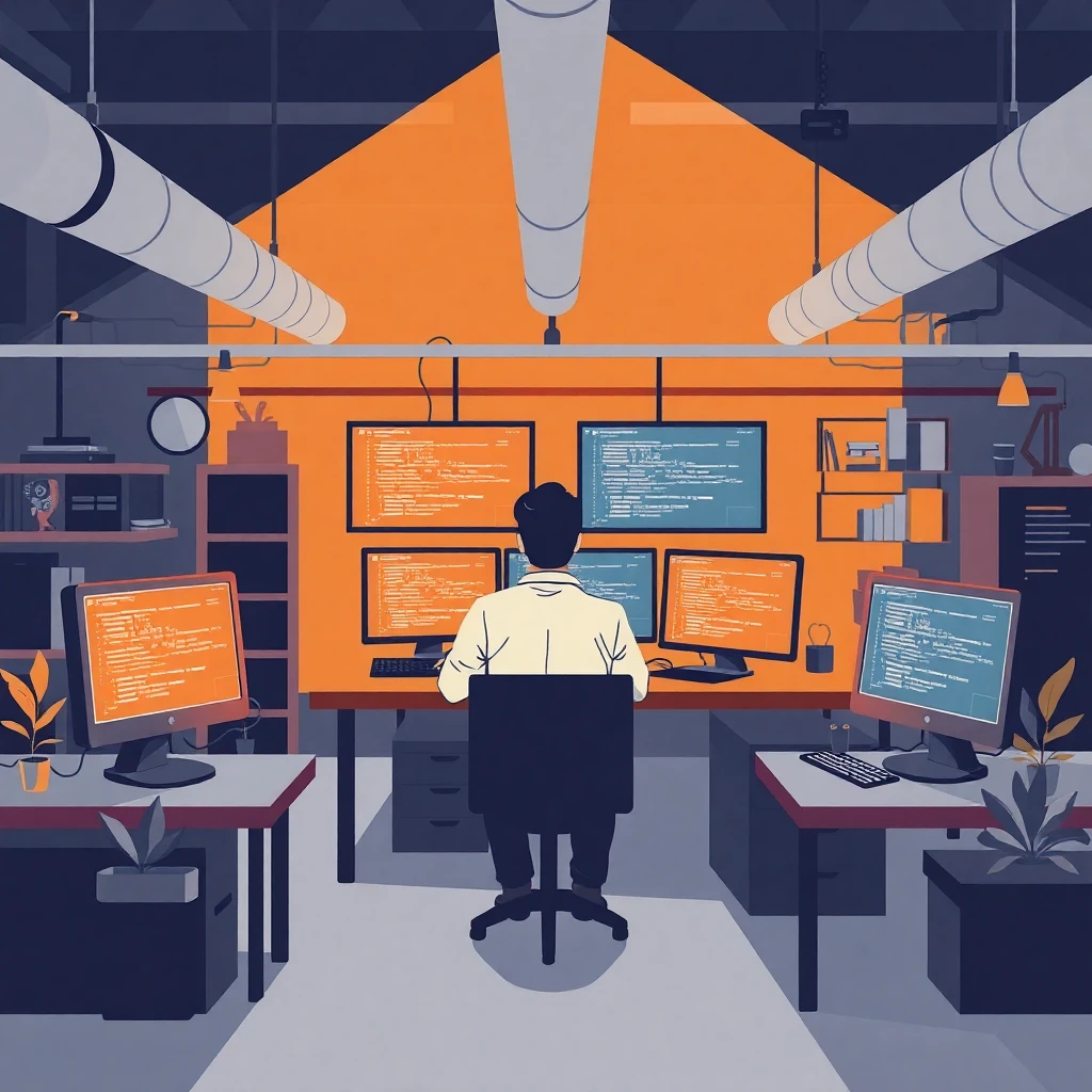 Desarrollador trabajando en software