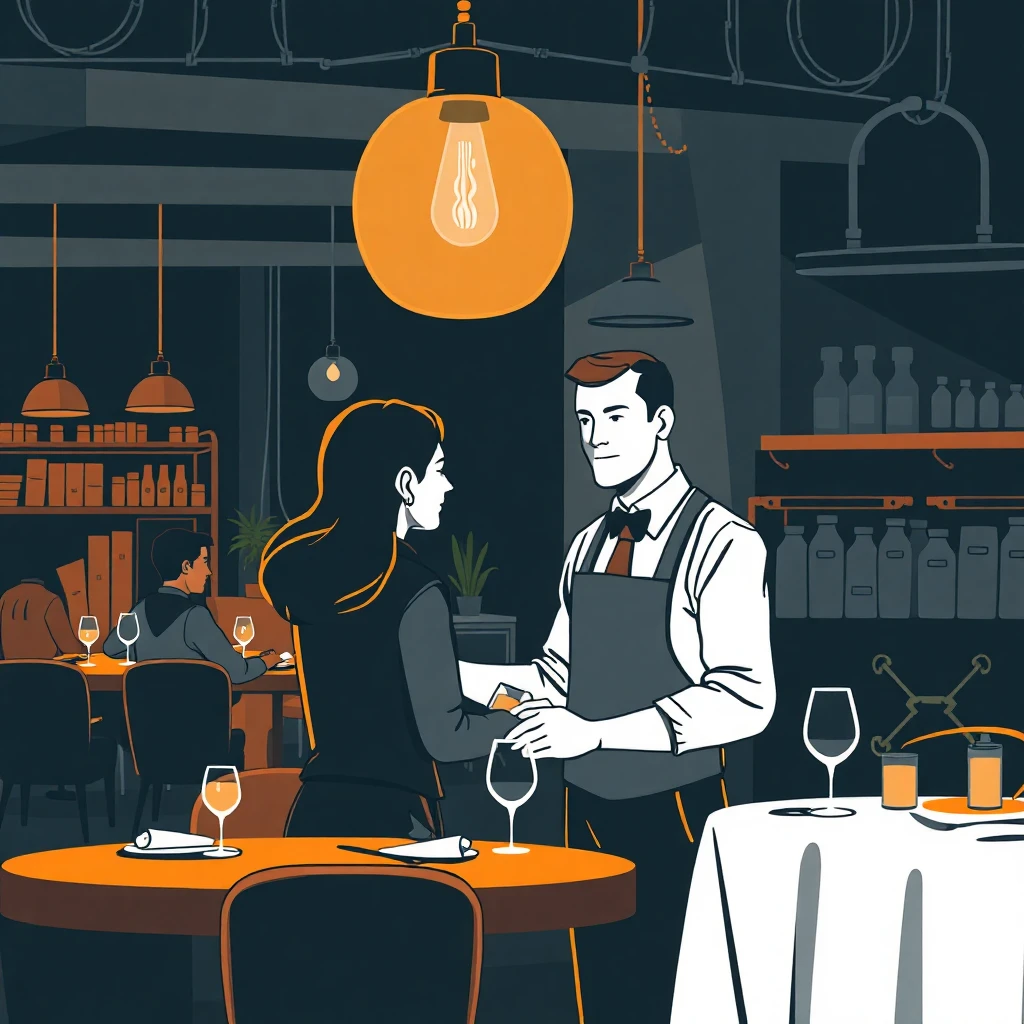 Camarero sirviendo en restaurante