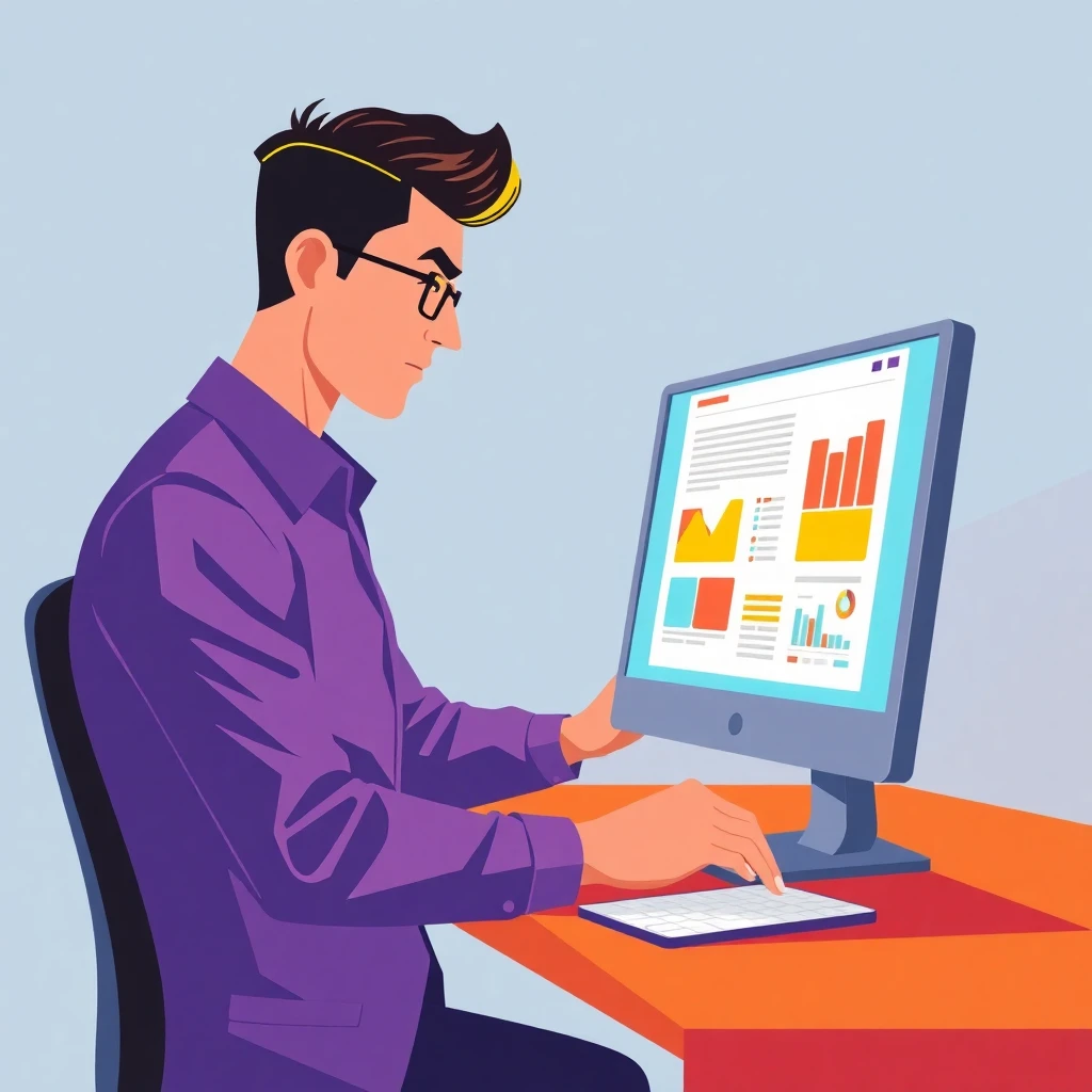 Analista de dados revisando gráficos