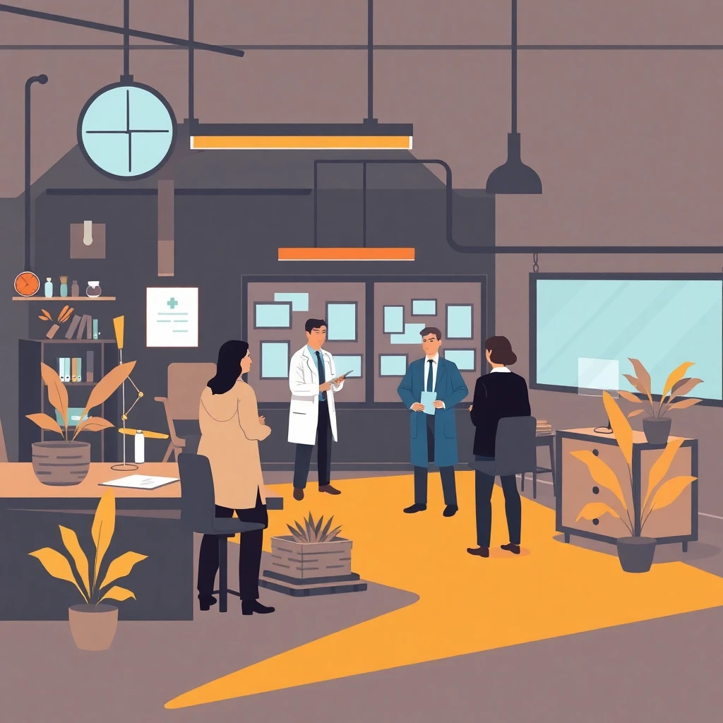 Healthcare management scene