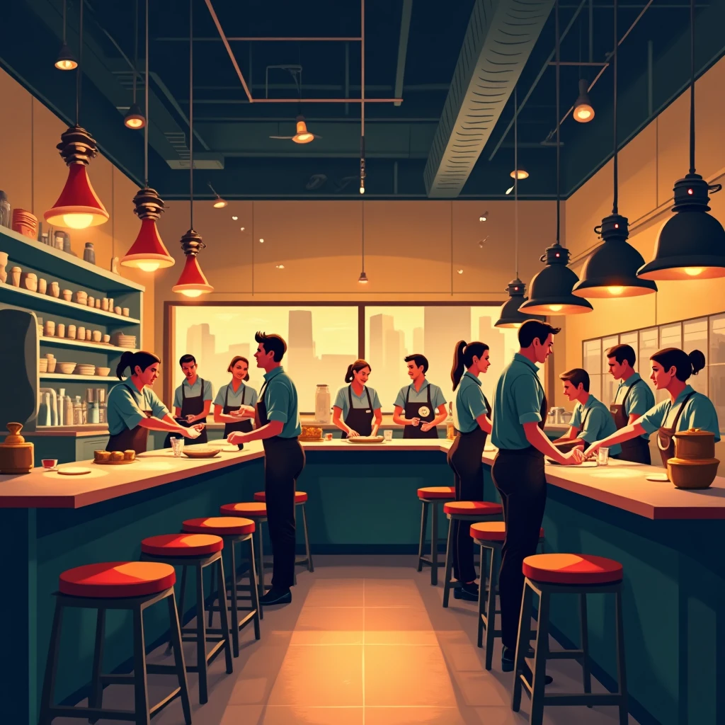 Busy restaurant scene