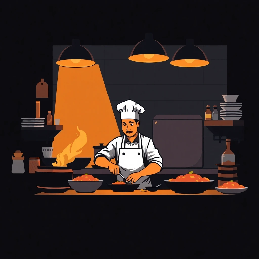 Busy restaurant kitchen