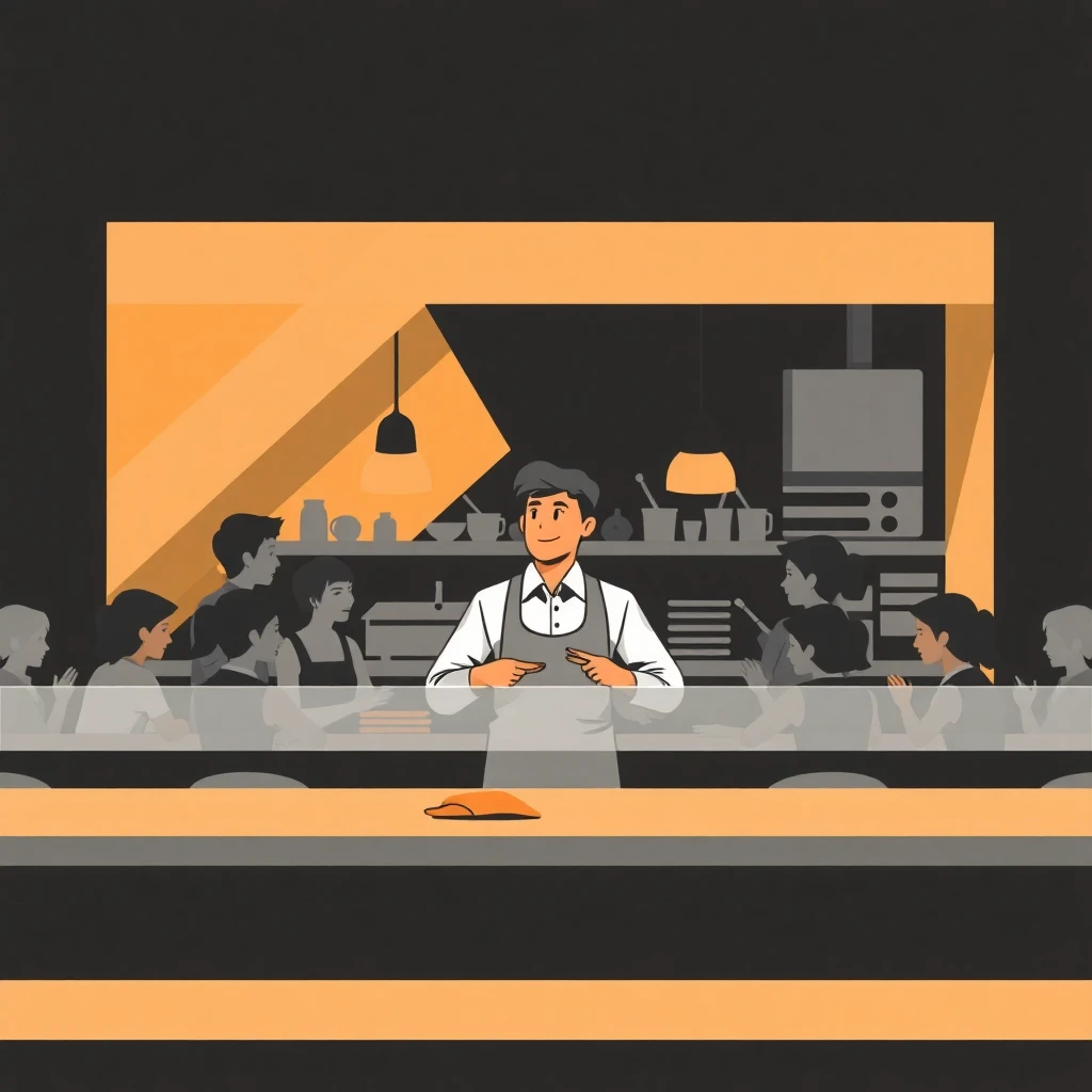 Restaurant manager coordinating staff