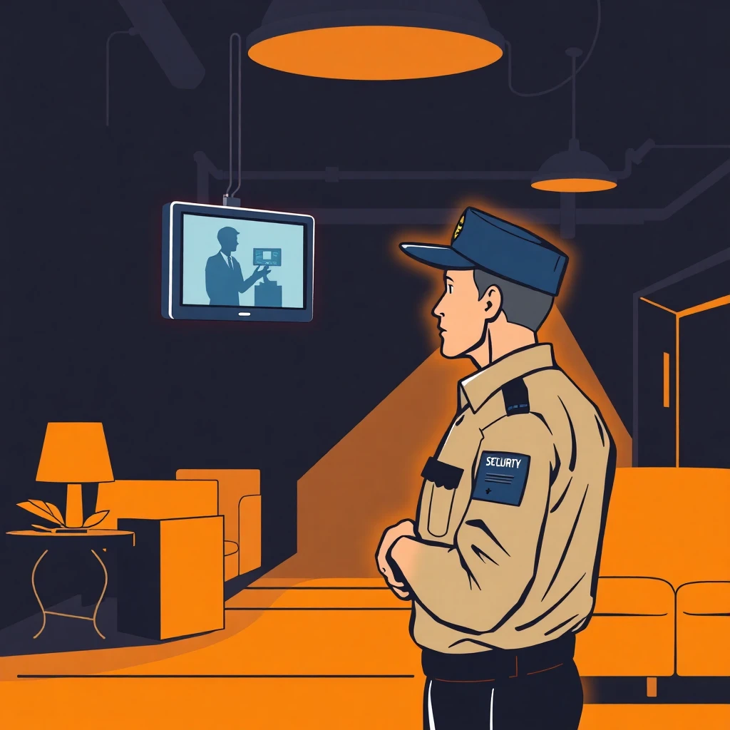 Hotel security officer at work