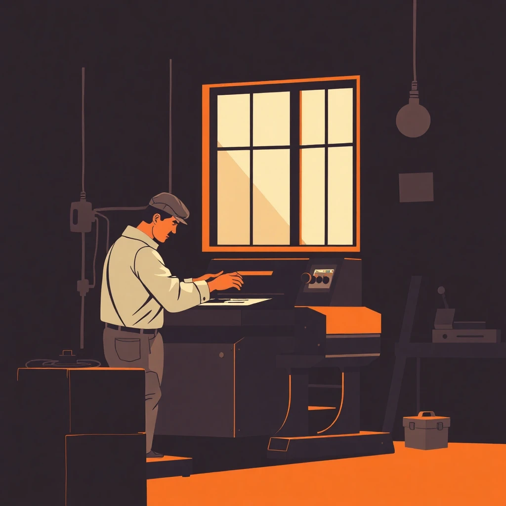 Imprimeur travaillant sur une machine