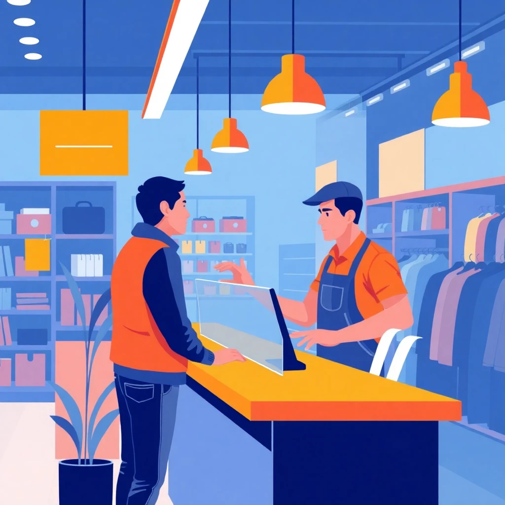 Trabajador de ventas atendiendo a cliente