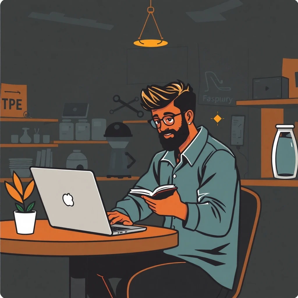 Trabajo remoto en cafetería