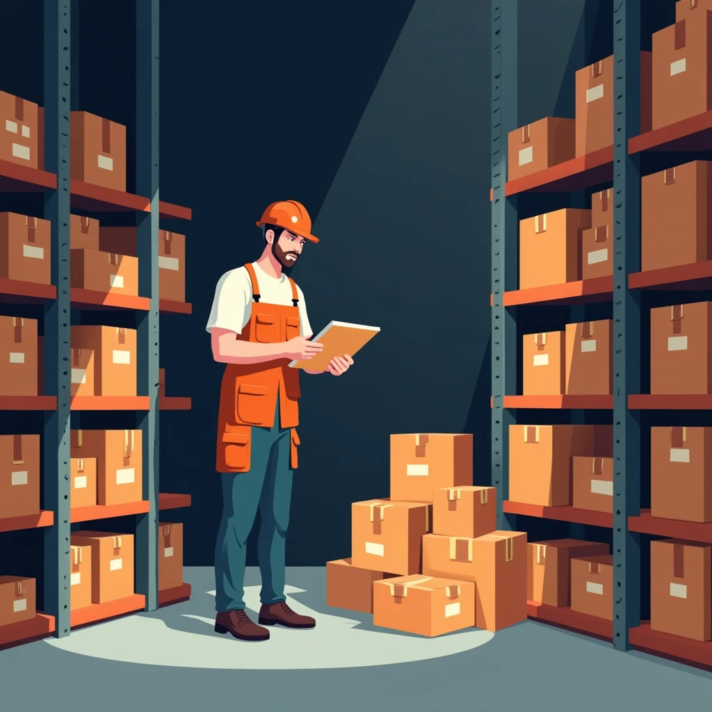 Trabajador de almacén revisando inventario