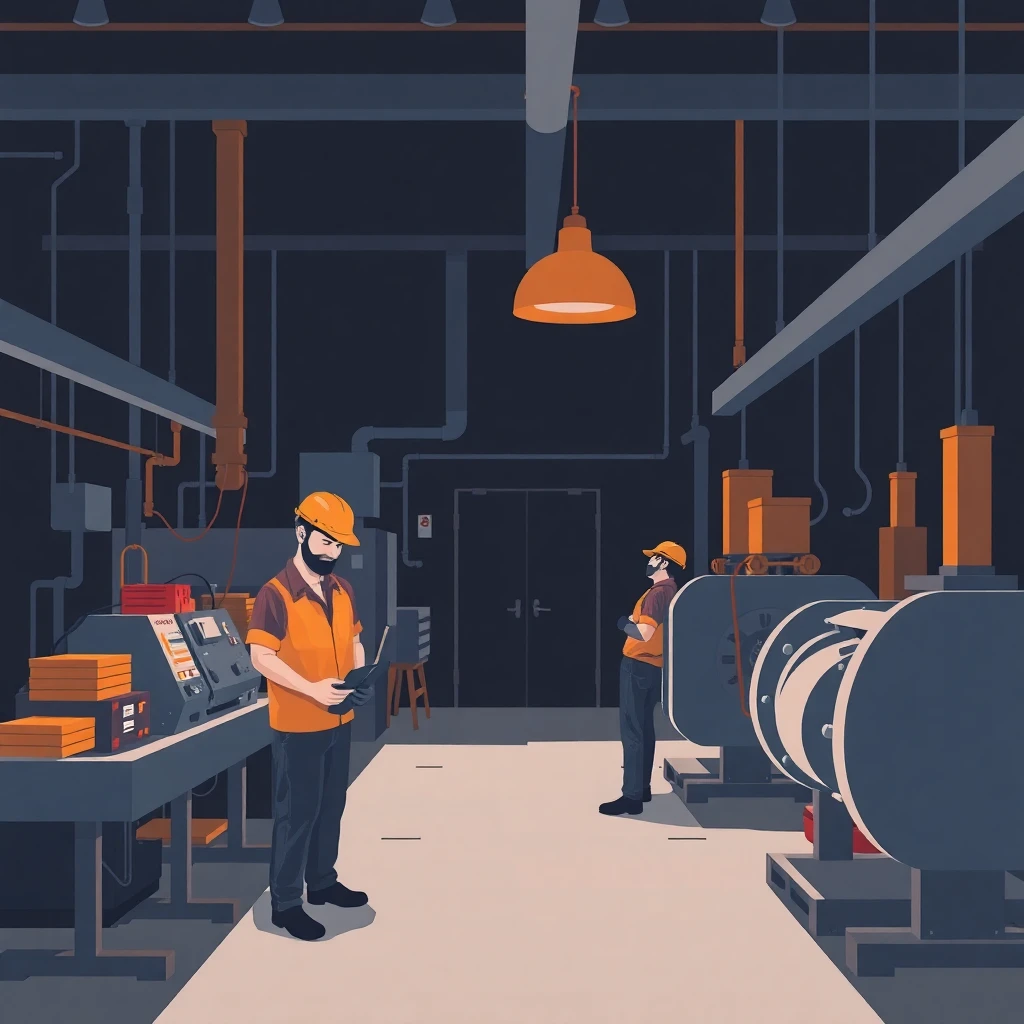 Operarios en planta de producción