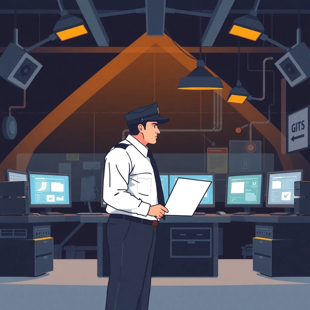 Oficial de seguridad en una sala de control