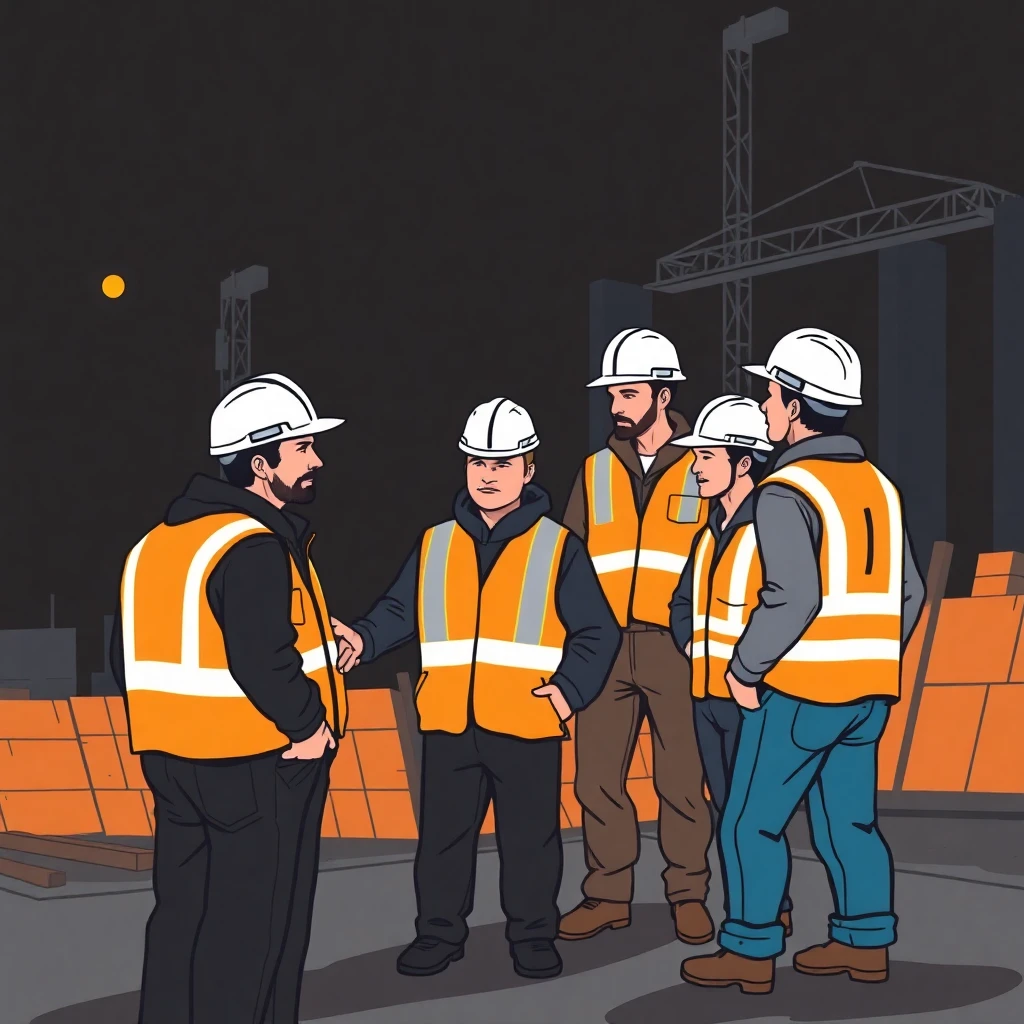 Travailleurs de la construction sur le terrain