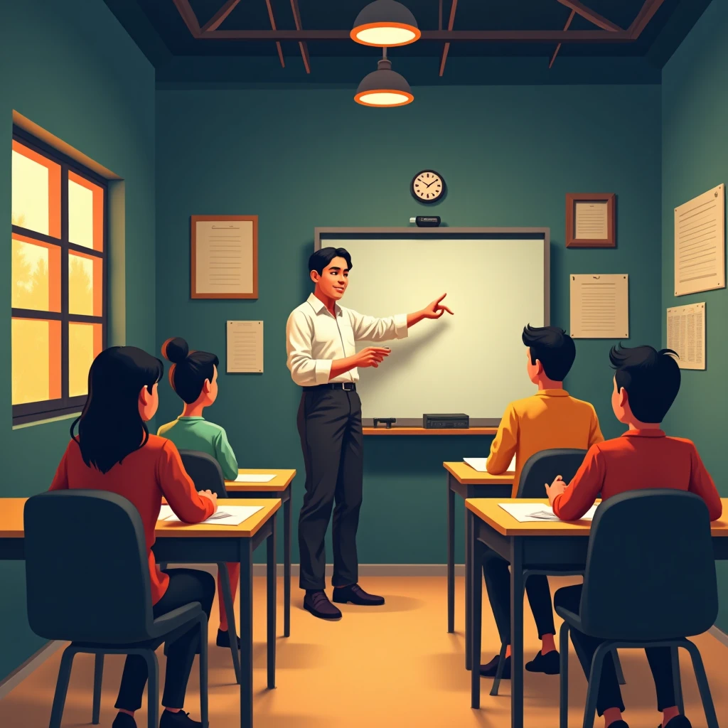 Enseignant et étudiants en interaction