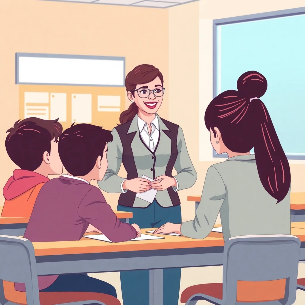 Enseignant en interaction avec des élèves