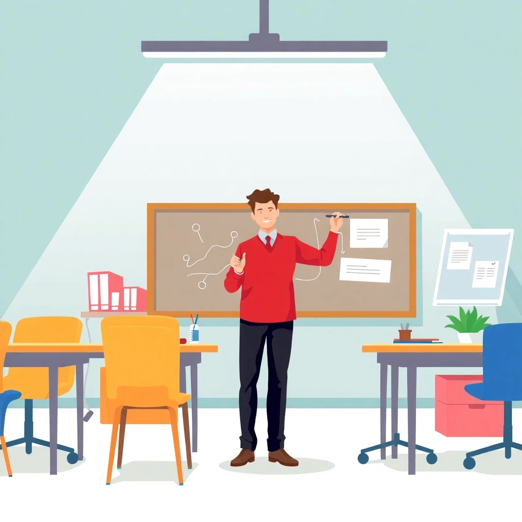 Enseignant écrivant sur le tableau