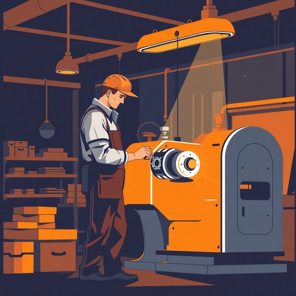 Ouvrier vérifiant une machine