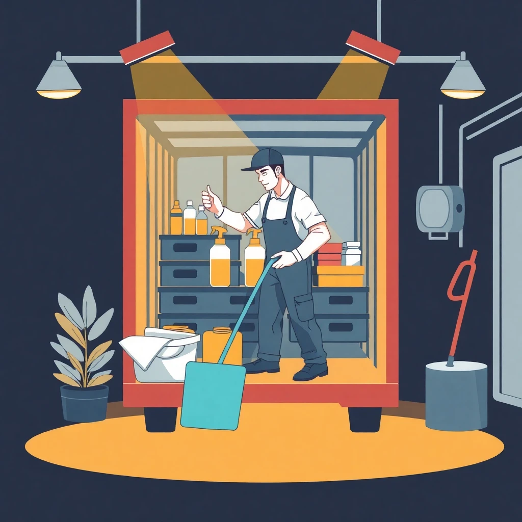 Profissional de limpeza em ação