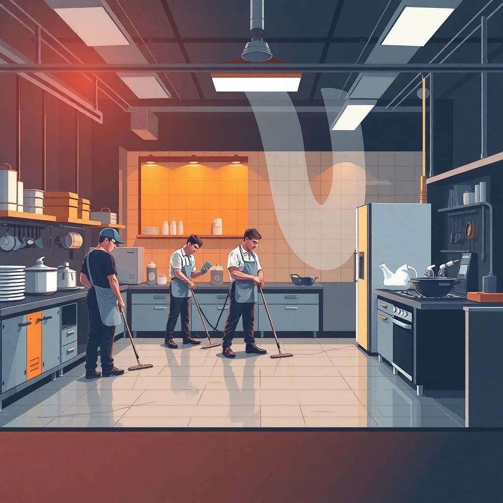 Equipo de limpieza en acción