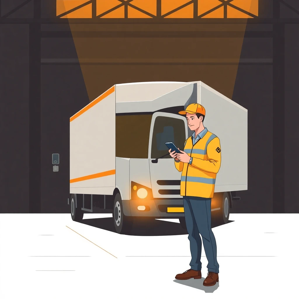 Livreur vérifiant son smartphone