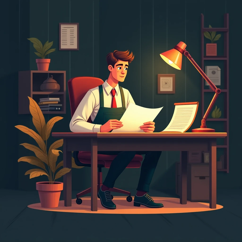 Trabajador administrativo revisando documentos