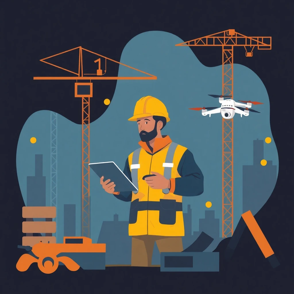 Ingeniero en sitio usando tecnología