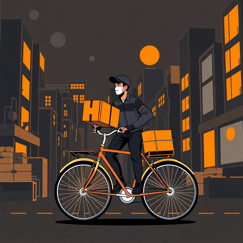 Mensajero urbano entregando paquetes