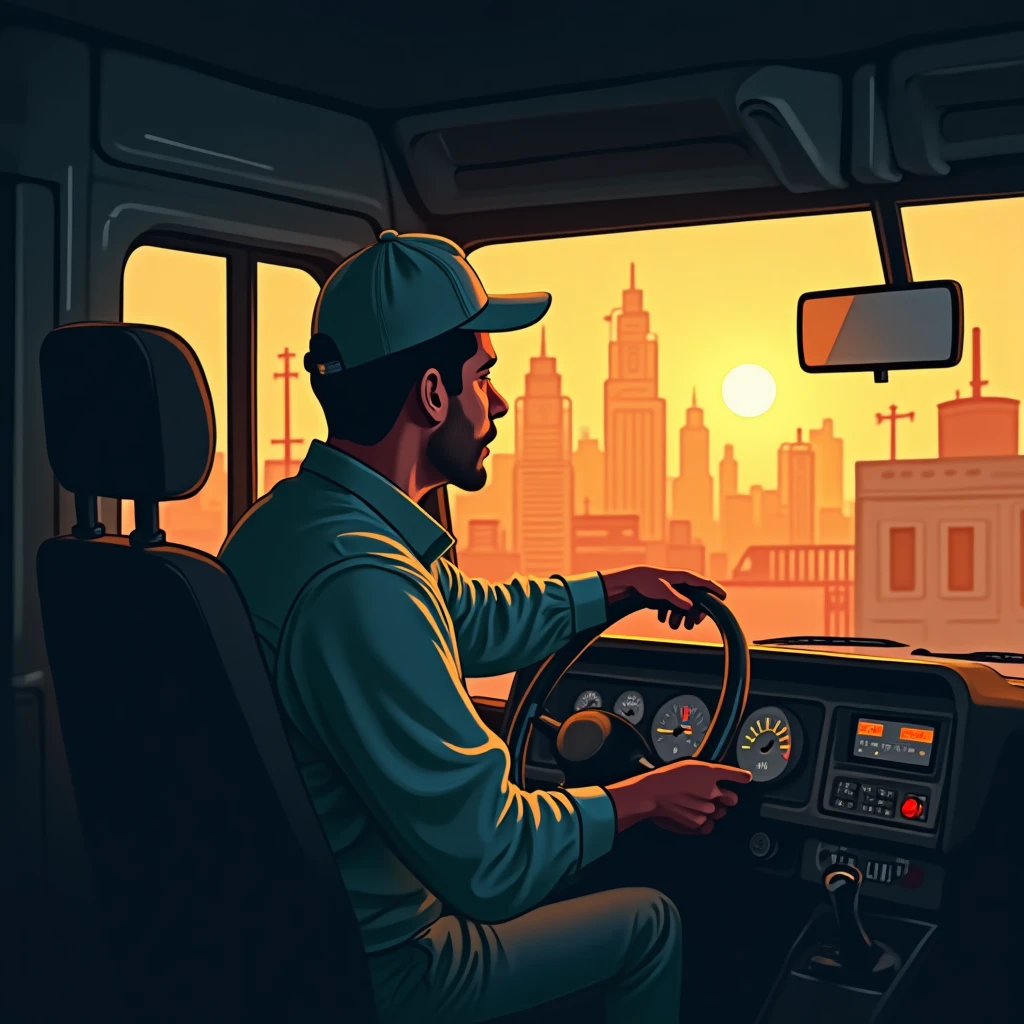 Conductor de reparto en la ciudad