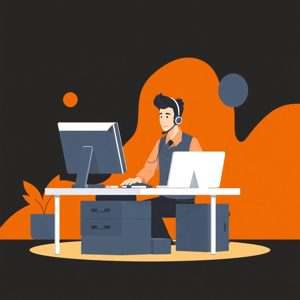 Trabajador de servicio al cliente atendiendo una llamada